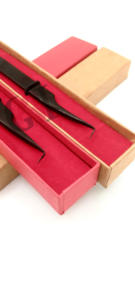 Pinzas de extensión de pestañas de acero inoxidable japonés de Plasma negro completo de 90 grados de alta calidad, instrumento de belleza con logotipo personalizado - Product Image 5