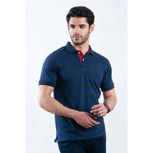 Camiseta Polo de Manga Corta AYDIN para Hombre de Unze London, Transpirable, 100% Poliéster y Mezcla de Algodón, Color Oscuro con Bordado - Product Image 1