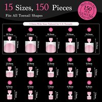 Faux ongles de pieds roses pâles à bout français, 150 pièces, carrés, 15 tailles, couverture complète, vente en gros