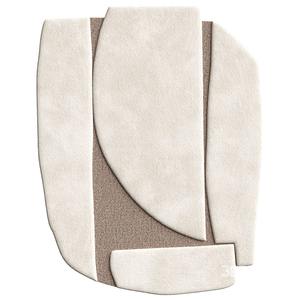 Alfombra de Lana Anudada a Mano de Diseño Abstracto Moderno, Alfombra Personalizada de Lujo, Pelo Alto, Color Beige Marfil, Antideslizante, Apta para Mascotas, Ovalada - Product Image 1