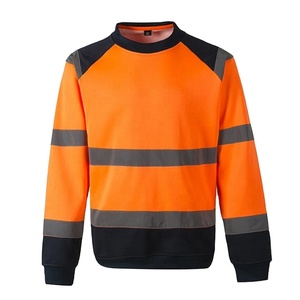 Hi Vis 2 tonos naranja negro sudadera cómoda reflectante poliéster algodón invierno ropa de trabajo logotipo personalizable seguridad cálida - Product Image 1