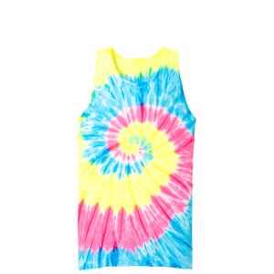 Fashion <b>Tie</b> Dye Tank for Men Vibrant <b>Yellow</b> Pink & Blue Spiral Print Comfortable Fit Custom Logo Clothing Manufacturer - Product Image 3