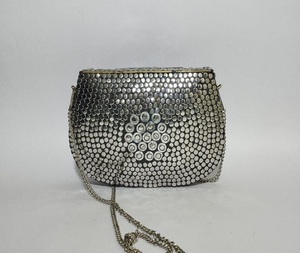 Stone <b>Clutch</b> Luxury Design Handmade Bags <b>Silver</b> Evening Designer Ready to Ship Sa Resin Brass Mosaic with Metal - Product Image 1