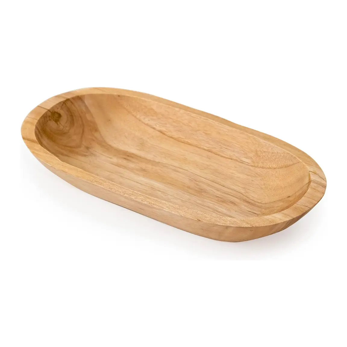 Gran oferta, tazón de madera con diseño de forma ovalada, uso multiusos, ensalada de madera de teca tazón para servir, frutas secas, chips, mesa de café, tazón para llaves