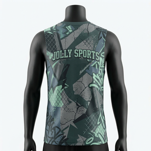 เสื้อยืดแขนกุด พรีเมียม โพลีเอสเตอร์ สีเขียวดำ ลายกราฟิกสตรีท โลโก้สั่งทำ เสื้อยืดผ้าฝ้าย 100% สำหรับผู้ชาย ทรงหลวม พิมพ์ลาย - Product Image 5