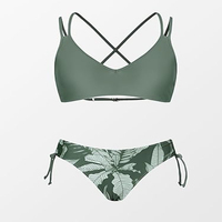 Set Bikini Tanga Thong 2-Piece Wanita Tanpa Tali dengan Logo Custom, 100% Katun Spandex/Nylon, Cepat Kering, Bernapas, Ukuran Besar