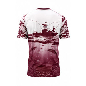 Camiseta de Pesca para Hombre BIG TEN APPAREL, Spandex/Poliéster, Impresión por Sublimación, UPF 50, Secado Rápido, Diseño Atardecer Naranja, Estilo Pullover - Product Image 6