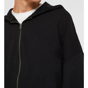 Sweat à capuche surdimensionné à fermeture éclair à manches longues de haute qualité pour hommes 100% pull en coton doux à séchage rapide avec Logo personnalisé et broderie - Product Image 3