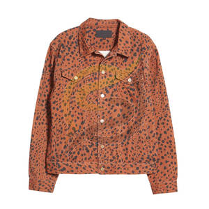 Vestes en jean pour hommes à imprimé léopard, col rabattu, vestes en jean de haute qualité pour hommes - Product Image 2