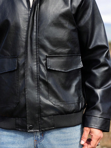 Custom Men's Retro <b>Winter</b> Biker <b>Jacket</b> Vintage Wash Genuine Calf Skin <b>Leather</b> Oversized Slim Fit Lapel Collar Autumn Season - Product Image 3