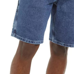Fabricants de denim de super qualité Shorts avec logo gaufré et brodé personnalisés Jorts en denim japonais noir à lisière brute - Product Image 5