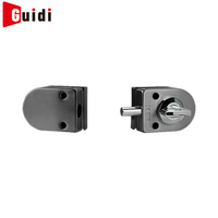 Cerradura Moderna de Acero Inoxidable sin Perforación para Puerta de Doble Vidrio con Pomo Interruptor y Pestillo Deslizante, Instalación con Tornillos