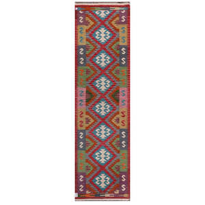 Alfombra Kilim de Maimana, Afganistán, 301 x 85 cm - Product Image 1