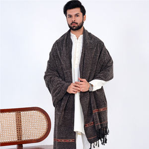 OEM ODM Customized <b>Men's</b> Winter Wool <b>Shawl</b> High Quality Soft Solid Color Handmade Long Design Ethnic Muslim JILANI Custom - Product Image 1