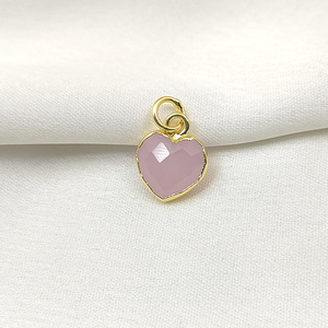 Pendentif coeur en calcédoine rose plaqué or breloque fabrication de bijoux à bricoler soi-même pour chrétien - Product Image 4