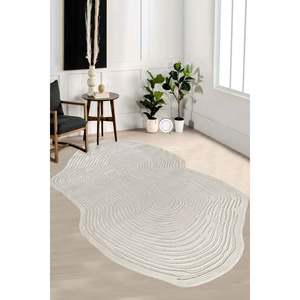 Alfombras Depot Cream Modern Amorf AR003 Alfombra de área Polipropileno/Poliéster No cobertizo Fácil de limpiar Durable para dormitorio y estudio - Product Image 1