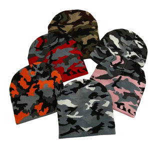 Men's Winter Knitted Beanie <b>Hat</b> Solid Color Warm Skull Ski Cap for Travel <b>Camo</b> Fabric Feature - Product Image 1