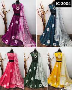 ชุดเลเฮนกาโชลีผ้าไหมชานเดรีพิมพ์ลายบาติกสไตล์อินเดียสำหรับงานแต่งงาน พร้อมขอบลูกไม้และผ้าด้านในสำหรับงานปาร์ตี้ - Product Image 5