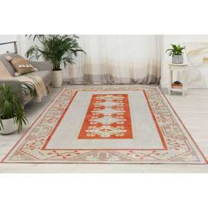 Tapis en laine imprimé orange, décoration de ferme, patchwork, dos en latex, style turc, épaisseur moyenne, tapis doux écologique - Product Image 3