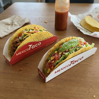 Plateau à tacos jetable en papier, personnalisé, en carton de qualité alimentaire, boîte à tacos, emballage pour plats à emporter, fournisseur d'emballages pour la restauration rapide