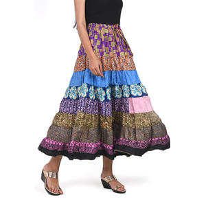Colorful Tiered Bohemian <b>Skirt</b> Eco Friendly Fabric Long Maxi <b>Skirt</b> for Women Adjustable Waist Casual Ethnic Summer Clothing - Product Image 3