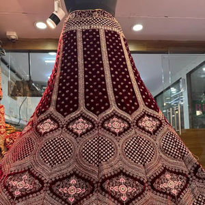 Nupcial Verano Terciopelo Lehenga Set Pesado Jarakn Bordado Doble Lata 2,5 m Flair Soft Net Dupatta para Fiestas-Venta al por mayor Global - Product Image 1