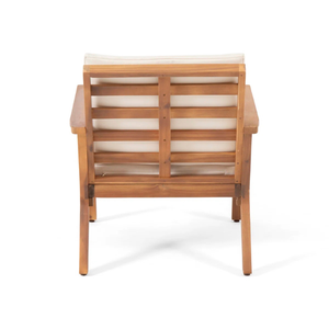 Chaise longue d'extérieur en teck massif avec coussin doux pour la relaxation du patio du jardin - Product Image 5