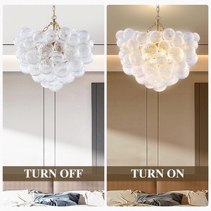Longree Verre Bulle <span class=keywords><strong>Lustre</strong></span> <span class=keywords><strong>Boule</strong></span> <span class=keywords><strong>Forme</strong></span> Pendentif Lumière Or Base <span class=keywords><strong>Lustre</strong></span> Décoratif pour Salon Salle À Manger Chambre - Product Image 4