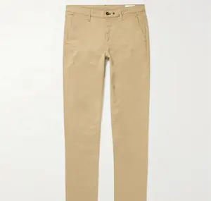 Пользовательские брюки цвета хаки slim fit из эластичной хлопчатобумажной ткани chino для мужчин