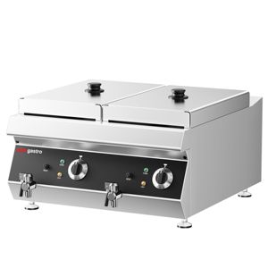 Friteuse électrique professionnelle à double cuve pour comptoir - 13+13 litres - 9 kW - avec robinet de vidange - Product Image 6