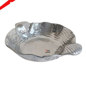 Hermosa flor mirada plata acabado metal aluminio tazón para servir para hotel restaurante y bar - Product Image 2