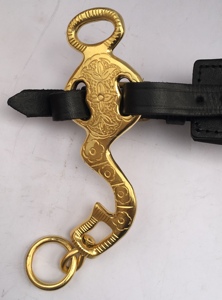 Broca para montar a caballo Hackamore Bitless de cuero original personalizable con vástagos de acero inoxidable negro marrón para producto ecuestre - Product Image 3