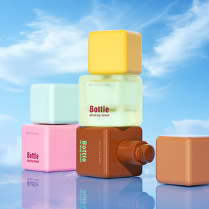 Elegante Flacone Quadrato <span class=keywords><strong>Rosa</strong></span> da 1oz per Fondotinta e Siero, Bottiglia in Vetro per Cosmetici con Tappo Cubico - Product Image 5