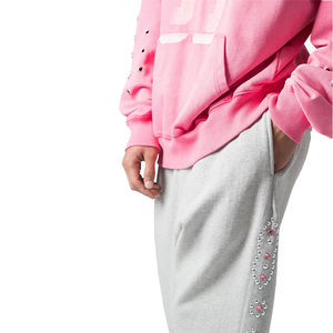 Pantalones de chándal con diamantes de imitación y logotipo bordado personalizado, pantalones de chándal ajustados de peso pesado, pantalones casuales de moda con cintura elástica para hombre, pantalones para correr 2026 - Product Image 3