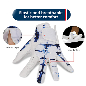 Gants de golf en cuir blanc personnalisables avec tissu antidérapant, design durable et taille originale pour le sport - Product Image 5