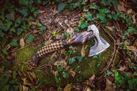 Couteaux MDM AXES, acier à haute teneur en carbone, hache tactique vintage de combat Viking, manche en bois de frêne, lame de 5 pouces