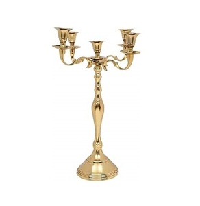 5 Arms Candle Holder Gold Housewarming Decor <b>Candelabra</b> Available for Wedding Decorations for Sale. - Product Image 1