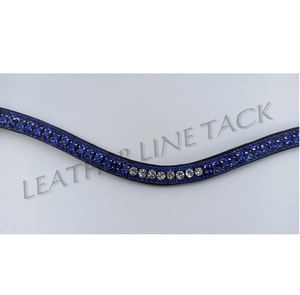 Bande de sourcils de cheval en cuir de cristal bleu et blanc élégant durable équestre Tack Premium Design fabricant et exportateur indien - Product Image 1