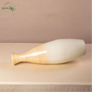 Elegante Jarrón de Mesa de Bambú Enrollado Estilo Art Deco con Acabado de Doble Tono, Ecológico y Duradero - Product Image 2