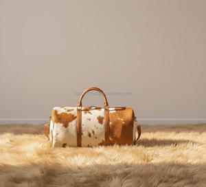 Genuine Hair-On <b>Leather</b> Fashion Zipper Closure Lightweight Travel Duffel <b>Bag</b> LHODB-0107 - Product Image 6