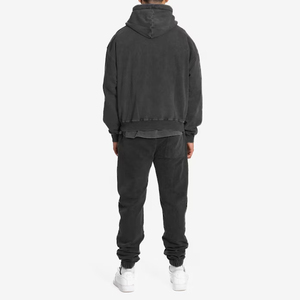 Sudaderas con capucha holgadas de peso pesado con bordado personalizado para hombre, nuevo diseño, Sudadera con capucha desgastada elegante de gran tamaño con bolsillo frontal - Product Image 4