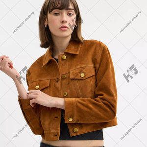 Chaqueta Bomber de Piel de Oveja Marrón Regular Personalizada al por Mayor para Hombre, Impermeable y de Secado Rápido, Temporada de Primavera, Logotipo Frontal - Product Image 6