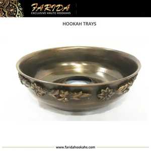 Bandeja de narguile de latón macizo de calidad superior Farida al por mayor estilo egipcio único con borde floral accesorio de lujo Shisha en caja - Product Image 4