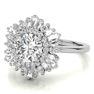 Bague en diamant en forme de fleur look royal fabriquée en argent massif 925 avec des diamants de forme fantaisie VVS moissanite de qualité supérieure - Product Image 2