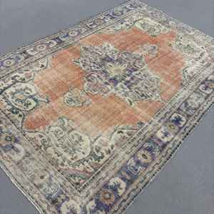 Alfombra Vintage, Alfombra Grande de 5.8x8.7 pies, Alfombra a Cuadros Azul - Product Image 2