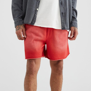 วินเทจ Distressed กางเกงขาสั้นขอบดิบฝรั่งเศสเทอร์รี่ขนแกะผ้าฝ้ายลําลองวิ่งออกกําลังกายวินเทจกรดล้างกางเกงขาสั้นสําหรับชาย - Product Image 2