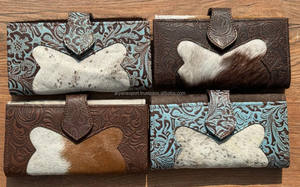 Recién llegado, bolso de mano de cuero tallado, billetera de piel de vaca occidental, tarjetas Vintage, billetera en efectivo, regalos para ella - Product Image 3