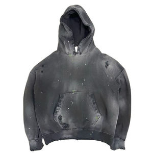 Pull à capuche oversize unisexe de haute qualité personnalisé, lavage à l'acide, design dégradé par le soleil, sweats à capuche thermiques brodés avec logo - Product Image 1