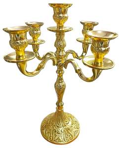 Bougeoir moderne en aluminium doré à 5 bras, unique, pour bougies, décoration de fête, bougeoir créatif - Product Image 5