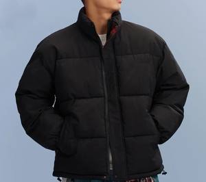 Wholesale Custom Unisex Hooded Canvas Puffer Jacket <b>Waterproof</b> Polyester Filled <b>Winter</b> <b>Coat</b> with Front Logo - Product Image 5